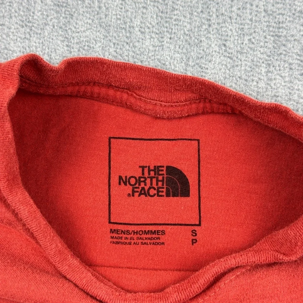 The North Face T Shirt Mens Small Orange Graphic Logo Half Dome Short Sleeve Tee